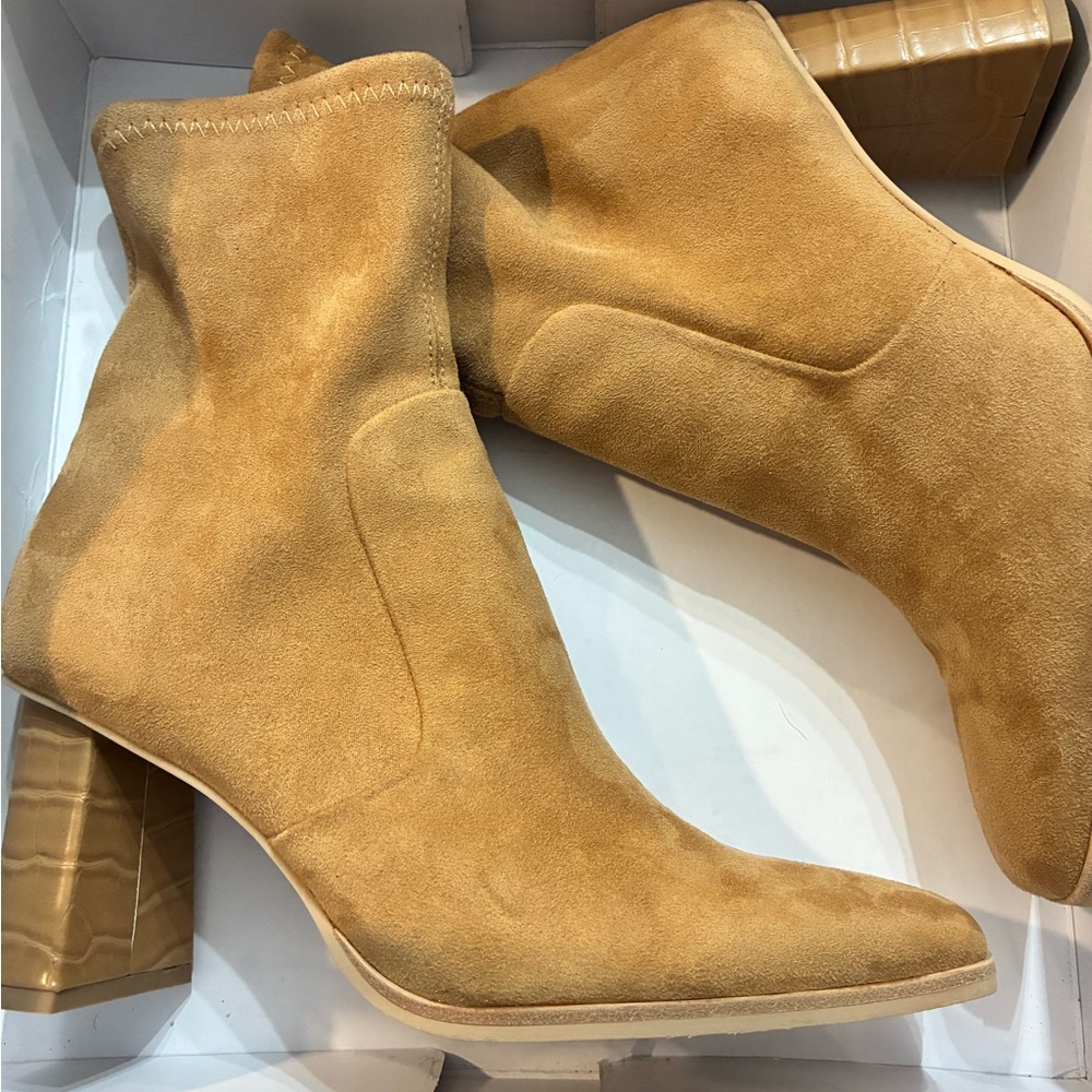 Dolce Vita Camel Suede Ankle Booties